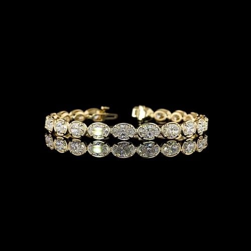LAB-GROWN 15.29 CARAT OVAL E-F-VS1 DIAMOND 14K YELLOW GOLD TENNIS BRACELET: LAB-GROWN 15.29 CARAT OVAL E-F-VS1 DIAMOND 14K YELLOW GOLD TENNIS BRACELET LAB-GROWN 15.29 CARAT OVAL E-F-VS1 DIAMOND 14K YELLOW GOLD TENNIS BRACELET PRODUCT DESCRIPTION Title: High-quality Brand-New 