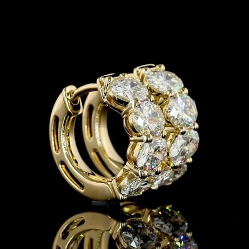 LAB-GROWN 3.03 CARAT OVAL E-F-VS+ DIAMOND 14K YELLOW GOLD HUGGIES EARRINGS (1 of 2)