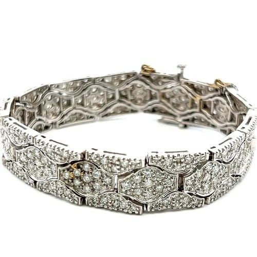7.67 CARAT ROUND BRILLIANT DIAMOND 14K WHITE GOLD LINK BRACELET (1 of 2)