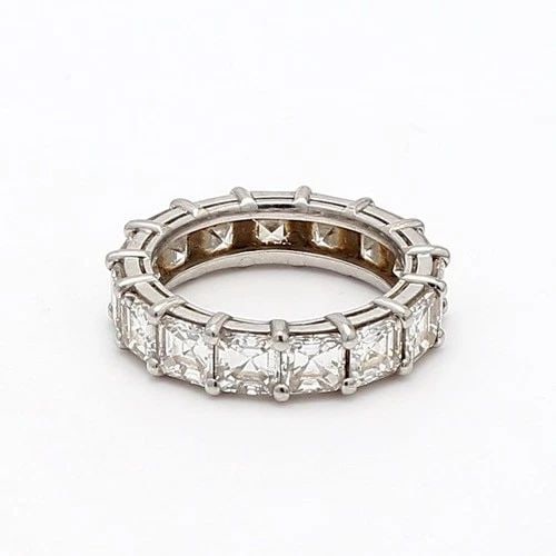 5.25 CARAT ASSCHER CUT G VS1 DIAMOND PLATINUM ETERNITY BAND RING: 5.25 CARAT ASSCHER CUT G VS1 DIAMOND PLATINUM ETERNITY BAND RING Title: 5.25 Carat Asscher Cut G VS1 Diamond Platinum Band Ring Style: Band Metal: Platinum Gemstone 1: 5.25 Carat Diamond Number of Sto