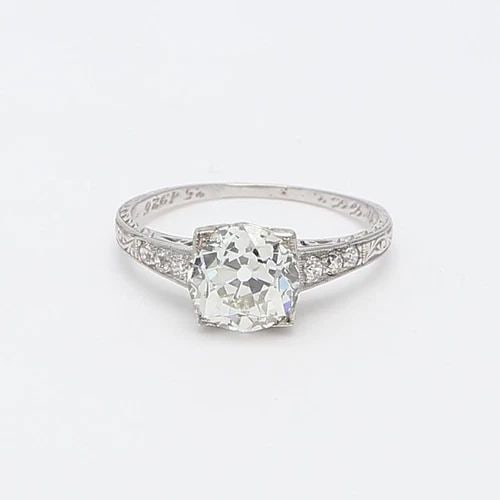 1.90 CARAT OLD EUROPEAN CUT K SI1 AND DIAMOND PLATINUM ENGAGEMENT RING (1 of 2)