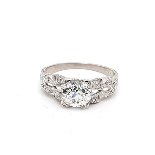 1.16 CARAT OLD EUROPEAN CUT H VS2-VVS2 DIAMOND PLATINUM ART DECO RING: 1.16 CARAT OLD EUROPEAN CUT H VS2-VVS2 DIAMOND PLATINUM ART DECO RING Title: 1.16 Carat Old European Cut H VS2-VVS2 Diamond Platinum Art Deco Ring Style: Art Deco Metal: Platinum Gemstone 1: 0.07 Cara