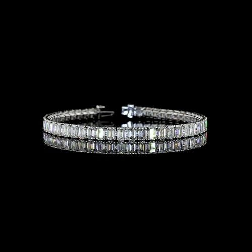 LAB-GROWN 15.57 CARAT EMERALD E-F-VS1 DIAMOND 14K WHITE GOLD TENNIS BRACELET: LAB-GROWN 15.57 CARAT EMERALD E-F-VS1 DIAMOND 14K WHITE GOLD TENNIS BRACELET LAB-GROWN 15.57 CARAT EMERALD E-F-VS1 DIAMOND 14K WHITE GOLD TENNIS BRACELET PRODUCT DESCRIPTION Title: High-quality Brand-