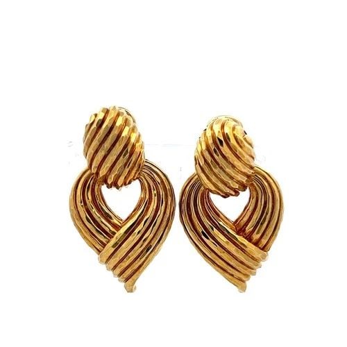 HENRY DUNAY 18K YELLOW GOLD CLIP ON ROPE STYLE EARRINGS 33.9 GRAMS (1 of 2)