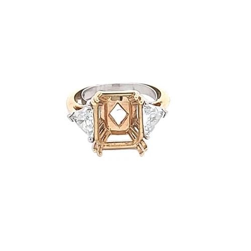 1.14 CARAT TRIANGULAR SHAPE I SI1 DIAMOND 14 KARAT TWO TONE GOLD SEMI MOUNT RING (1 of 2)