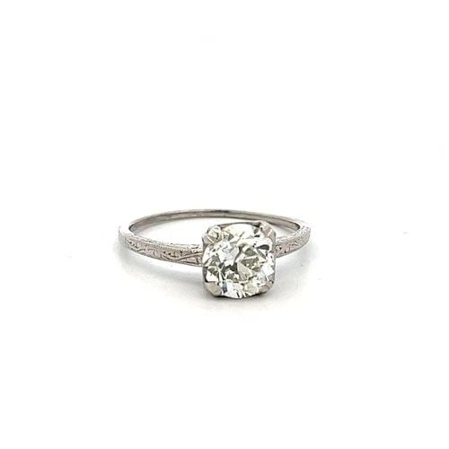PLATINUM ENGAGEMENT RING WITH 1.57 CT OLD EUROPEAN CUT DIAMONDS SIZE 7 LI-1 GIA (1 of 2)