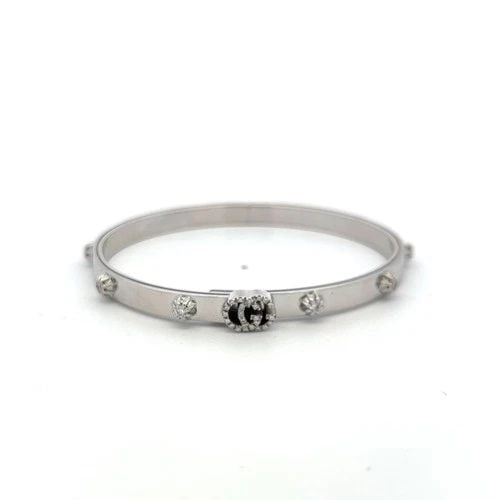 GUCCI VINTAGE 18K WHITE GOLD BANGLE BRACELET WITH 1.50 CARAT F-VS DIAMOND (1 of 2)