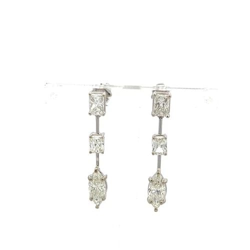 3.24 CARAT MARQUIS RADIANT CUT J-K VS DIAMOND 14K WG DROP EARRINGS (1 of 2)
