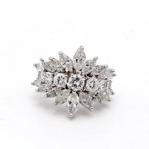 3.10 CARAT MARQUIS AND ROUND BRILLIANT H VS2 DIAMOND PLATINUM CLUSTER RING (1 of 2)