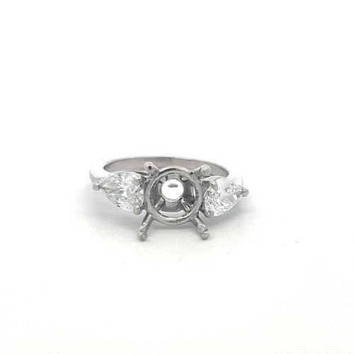 PLATINUM SEMI MOUNT RING WITH 1.48 CARAT PEAR SHAPED DIAMOND FITS 10.04X10.10 MM (1 of 2)