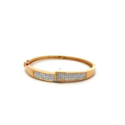 18K YELLOW GOLD BANGLE BRACELET WITH 1.75 CARAT PRINCESS CUT F-SI2 DIAMONDS (1 of 2)