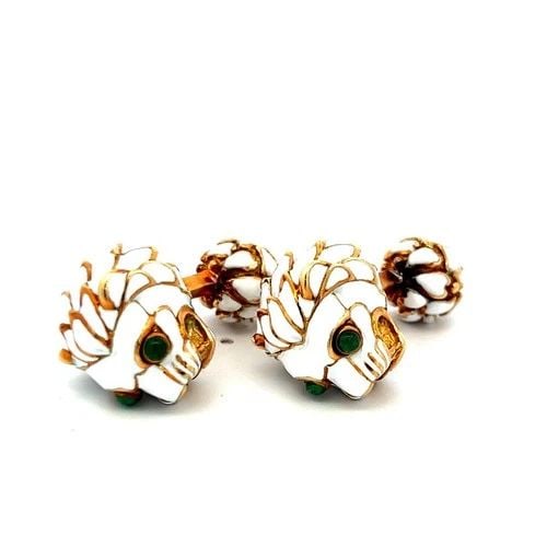 DAVID WEBB ENAMEL 18 KARAT YELLOW GOLD FIXED BACK CUFFLINKS (1 of 2)