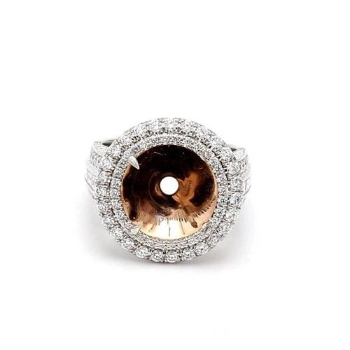 3.25 CARAT BAGUETTE AND ROUND BRILLIANT DIAMOND PLATINUM SEMI MOUNT RING (1 of 2)