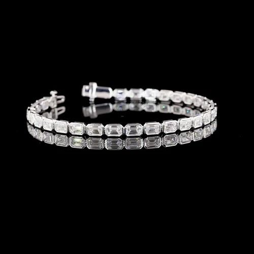 LAB-GROWN 8.59 CARAT EMERALD E-VVS2 DIAMOND 14K WG TENNIS BRACELET: LAB-GROWN 8.59 CARAT EMERALD E-VVS2 DIAMOND 14K WG TENNIS BRACELET Lab-Grown 8.59 Carat Emerald E-VVS2 Diamond 14K White Gold Tennis Bracelet Details Department Unisex Adults Main Stone Emerald Metal 