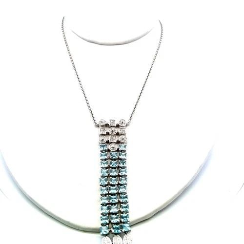 18K WG PENDANT NECKLACE WITH 1.56 CARAT ROUND DIAMONDS AND 8.23 CARAT BLUE TOPAZ: 18K WG PENDANT NECKLACE WITH 1.56 CARAT ROUND DIAMONDS AND 8.23 CARAT BLUE TOPAZ 18K WG PENDANT NECKLACE WITH 1.56 CARAT ROUND DIAMONDS AND 8.23 CARAT BLUE TOPAZ PRODUCT DESCRIPTION Video: Video Link 