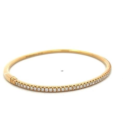 TIFFANY & CO 18K YELLOW GOLD BANGLE BRACELET WITH 1.35 CARAT ROUND F VS DIAMONDS: TIFFANY & CO 18K YELLOW GOLD BANGLE BRACELET WITH 1.35 CARAT ROUND F VS DIAMONDS TIFFANY & CO 18K YELLOW GOLD BANGLE BRACELET WITH 1.35 CARAT ROUND F VS DIAMONDS PRODUCT DESCRIPTION Designer: Tiffany 