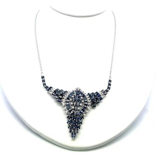 14K WG PENDANT NECKLACE WITH 0.75 CARAT ROUND G SI DIAMONDS & 9.6 CARAT SAPPHIRE (1 of 2)