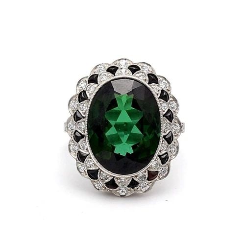 6.50 CARAT TOURMALINE 0.96 CARAT DIAMOND PLATINUM GEMS STONE RING (1 of 2)