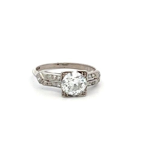 1.33 CARAT OLD EUROPEAN CUT J-H VS2-SI1 DIAMOND PLATINUM ART DECO RING: 1.33 CARAT OLD EUROPEAN CUT J-H VS2-SI1 DIAMOND PLATINUM ART DECO RING 1.33 Carat Old European Cut J-H VS2-SI1 Diamond Platinum Art Deco Ring 950 Engagement Ring Details Department Unisex Adults Main 