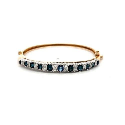 3.90CT SAPPHIRE & DIAMOND 14K YELLOW GOLD VINTAGE BANGLE BRACELET (1 of 2)