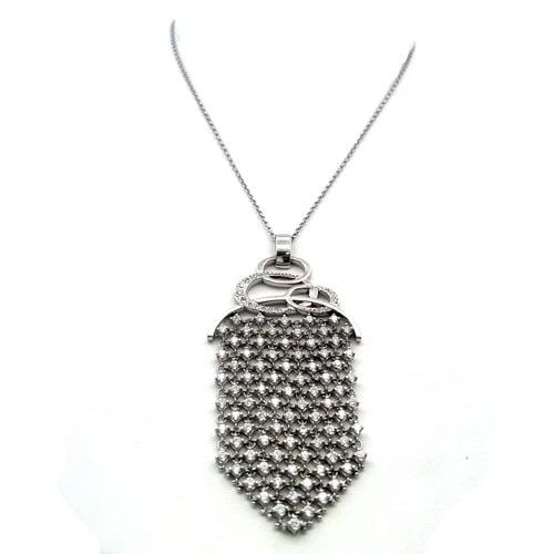 VINTAGE 18K WHITE GOLD PENDANT NECKLACE WITH 2.21 CARAT ROUND F-VS DIAMONDS (1 of 2)