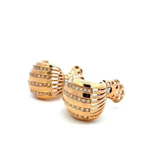 VINTAGE 18K ROSE GOLD CLIP ON EARRINGS WITH 1.88 CARAT ROUND DIAMONDS H-SI (1 of 2)