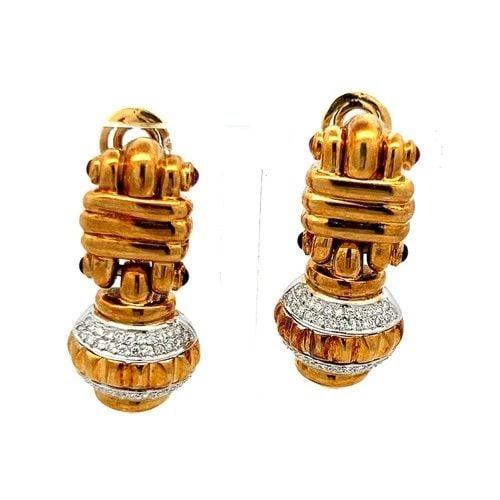 18K TWO TONE GOLD CLIP-ON EARRINGS 0.23CT DIAMONDS 0.12CT RUBY & 0.12CT SAPPHIRE: 18K TWO TONE GOLD CLIP-ON EARRINGS 0.23CT DIAMONDS 0.12CT RUBY & 0.12CT SAPPHIRE 18K TWO TONE GOLD CLIP-ON EARRINGS 0.23CT DIAMONDS 0.12CT RUBY & 0.12CT SAPPHIRE PRODUCT DESCRIPTION Video: Video Link 