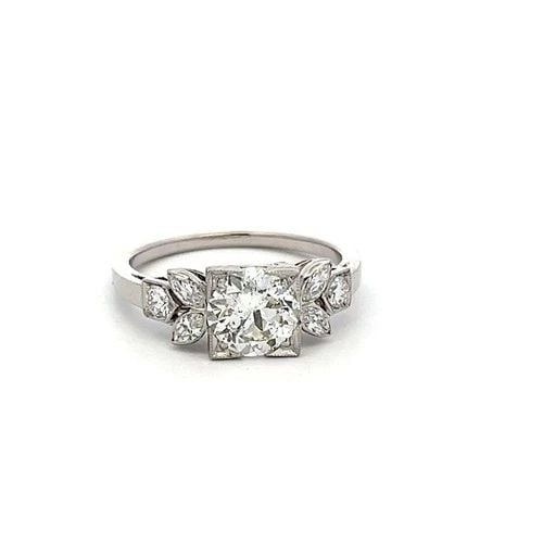 PLATINUM ART DECO RING WITH 1.46 CT ROUND MARQUIS & CIRCULAR DIAMONDS I-SI2 GIA: PLATINUM ART DECO RING WITH 1.46 CT ROUND MARQUIS & CIRCULAR DIAMONDS I-SI2 GIA PLATINUM ART DECO RING WITH 1.46 CT ROUND MARQUIS & CIRCULAR DIAMONDS I-SI2 GIA PRODUCT DESCRIPTION Detailed Description