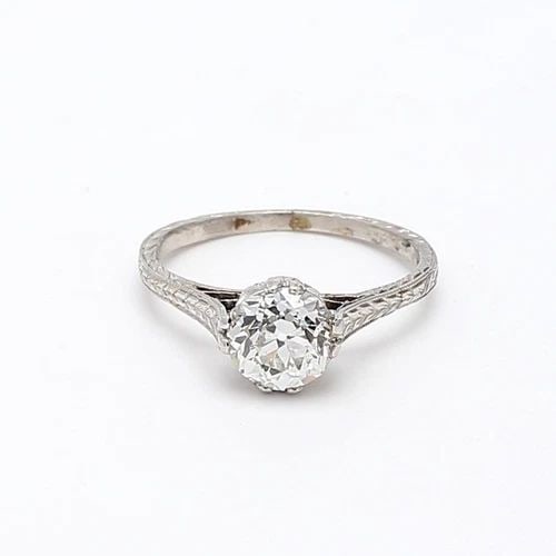 1.13 CARAT OLD EUROPEAN CUT SHAPE I-SI1 DIAMOND PLATINUM ENGAGEMENT RING: 1.13 CARAT OLD EUROPEAN CUT SHAPE I-SI1 DIAMOND PLATINUM ENGAGEMENT RING Title: 1.13 Carat Old European Cut Shape I-SI1 Diamond Platinum Engagement Ring Style: Engagement Metal: Platinum Gemstone 1: 1