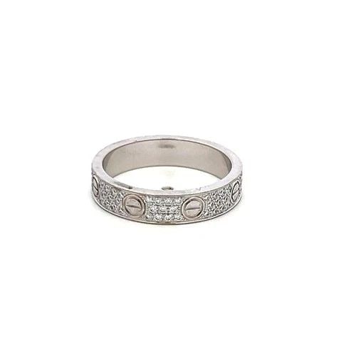 CARTIER 0.31 CARAT ROUND BRILLIANT F VS DIAMOND 18 KARAT WHITE GOLD LOVE RING: CARTIER 0.31 CARAT ROUND BRILLIANT F VS DIAMOND 18 KARAT WHITE GOLD LOVE RING PRODUCT DESCRIPTION Designer: CARTIER Title: Cartier 0.31 Carat Round Brilliant F VS Diamond 18 Karat White Gold Love Ring