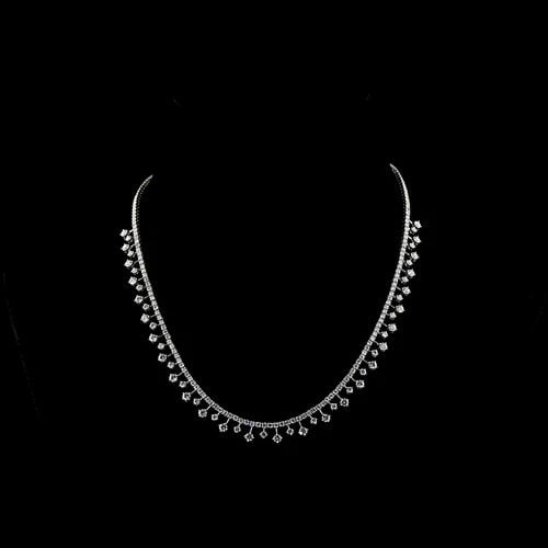 LAB-GROWN 7.27 CARAT ROUND E-F-VS1 DIAMOND 14K WG STATION LINE TENNIS NECKLACE: LAB-GROWN 7.27 CARAT ROUND E-F-VS1 DIAMOND 14K WG STATION LINE TENNIS NECKLACE Title: High-quality Brand-New Echo Friendly Elegant Lab-Grown 7.27 Carat Round E-F-VS1 Diamond 14K White Gold Station Lin
