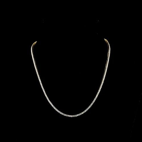 LAB-GROWN 5.39 CARAT ROUND E-F-VS1 DIAMOND 14K YELLOW GOLD TENNIS NECKLACE: LAB-GROWN 5.39 CARAT ROUND E-F-VS1 DIAMOND 14K YELLOW GOLD TENNIS NECKLACE Title: High-quality Brand-New Echo Friendly Elegant Lab-Grown 5.39 Carat Round E-F-VS1 Diamond 14K Yellow Gold Tennis Necklac