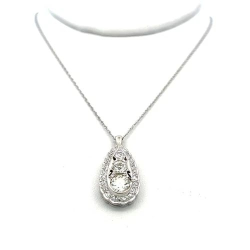 0.79 CARAT CIRCULAR BRILLIANT CUT L I1 DIAMOND PLATINUM PENDANT NECKLACE (1 of 2)