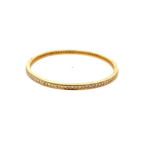 18K YELLOW GOLD BANGLE BRACELET WITH 2.5 CARAT ROUND H-SI DIAMONDS SIZE 7.5 (1 of 2)