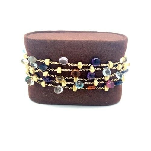MARCO BICEGO 18K YELLOW GOLD 4.5-5.8 MM MULTI-GEM LINK BRACELET 27.53 GRAMS (1 of 2)
