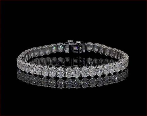 LAB-GROWN 7.21 CARAT OVAL F-VS2 DIAMOND 14K WHITE GOLD TENNIS BRACELET: LAB-GROWN 7.21 CARAT OVAL F-VS2 DIAMOND 14K WHITE GOLD TENNIS BRACELET Title: High-quality Brand-New Echo Friendly Elegant Lab-Grown 7.21 Carat Oval F-VS2 Diamond 14K White Gold Tennis Bracelet Video 