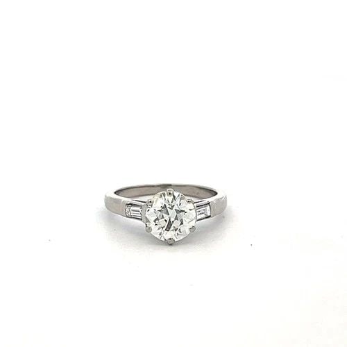 PLATINUM ENGAGEMENT RING 1.52 CARAT OLD EUROPEAN & EMERALD DIAMONDS K-I1 GIA: PLATINUM ENGAGEMENT RING 1.52 CARAT OLD EUROPEAN & EMERALD DIAMONDS K-I1 GIA PLATINUM ENGAGEMENT RING 1.52 CARAT OLD EUROPEAN & EMERALD DIAMONDS K-I1 GIA PRODUCT DESCRIPTION Detailed Description: 1.42