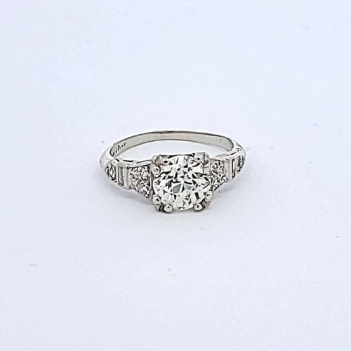 1.55 CARAT OLD EUROPEAN CUT M-VS2 DIAMOND PLATINUM ART DECO RING: 1.55 CARAT OLD EUROPEAN CUT M-VS2 DIAMOND PLATINUM ART DECO RING Title: 1.55 Carat Old European Cut M-VS2 Diamond Platinum Art Deco Ring Style: Art Deco Metal: Platinum Gemstone 1: 0.15 Carat Diamond 