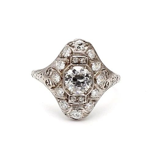 1.10 CARAT OLD MINER CUT H-SI1 DIAMOND PLATINUM ART DECO RING 10K: 1.10 CARAT OLD MINER CUT H-SI1 DIAMOND PLATINUM ART DECO RING 10K 1.10 Carat Old Miner Cut H-SI1 Diamond Platinum Art Deco Ring 10k Engagement Ring Details Department Unisex Adults Main Stone Diamond 