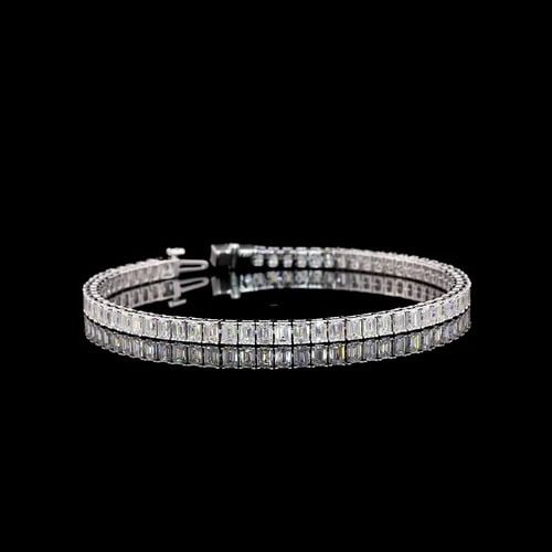 LAB-GROWN 7.03 CARAT EMERALD F-VS1 DIAMOND 14K WG TENNIS BRACELET: LAB-GROWN 7.03 CARAT EMERALD F-VS1 DIAMOND 14K WG TENNIS BRACELET Lab-Grown 7.03 Carat Emerald F-VS1 Diamond 14K White Gold Tennis Bracelet Details Department Unisex Adults Main Stone Emerald Metal Wh
