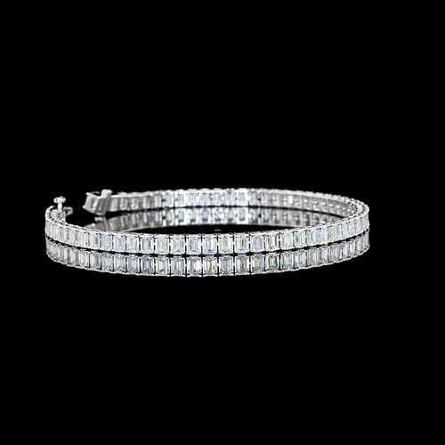 LAB-GROWN 7.04 CARAT EMERALD F-VS1 DIAMOND 14K WG TENNIS BRACELET: LAB-GROWN 7.04 CARAT EMERALD F-VS1 DIAMOND 14K WG TENNIS BRACELET Lab-Grown 7.04 Carat Emerald F-VS1 Diamond 14K White Gold Tennis Bracelet Details Department Unisex Adults Main Stone Emerald Metal Wh
