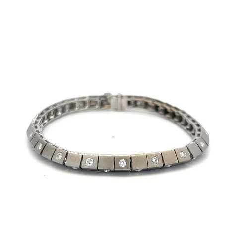 1.20 CARAT DIAMOND 14K WHITE GOLD STATION LINK BRACELET G VS VINTAGE (1 of 2)
