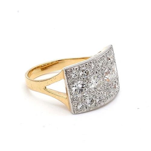 3.00 CARAT ROUND BRILLIANT H-I SI1-VS2 DIAMOND 14K TWO TONE GOLD COCKTAIL RING: 3.00 CARAT ROUND BRILLIANT H-I SI1-VS2 DIAMOND 14K TWO TONE GOLD COCKTAIL RING 3.00 Carat Round Brilliant H-I SI1-VS2 Diamond 14 Karat Two Tone Gold Cocktail Ring 14k Multi-Tone Gold Engagement Ring D
