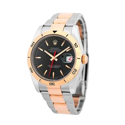 ROLEX STAINLESS STEEL & 18K ROSE GOLD 36MM DATEJUST TURN-O-GRAPH 116261 BOX (1 of 2)