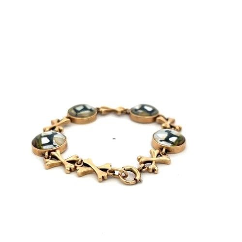 VINTAGE 14K YELLOW GOLD POODLE BONE DOG MOTIFS LINK BRACELET (1 of 2)