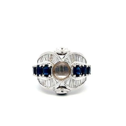 18K WG SEMI MOUNT RING WITH 3 CARAT DIAMOND & 2.1 CT. SAPPHIRE FITS 7.35X7.18MM (1 of 2)