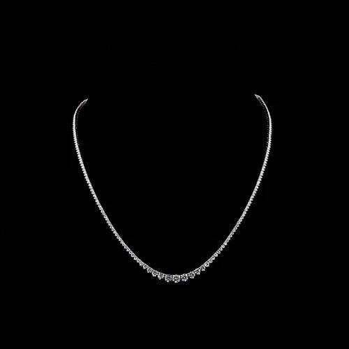 LAB-GROWN 5.14 CARAT ROUND E-VS DIAMOND 14K WHITE GOLD RIVIERA NECKLACE: LAB-GROWN 5.14 CARAT ROUND E-VS DIAMOND 14K WHITE GOLD RIVIERA NECKLACE Title: High-quality Brand-New Echo Friendly Elegant Lab-Grown 5.14 Carat Round E-VS Diamond 14K White Gold Riviera Necklace Vide