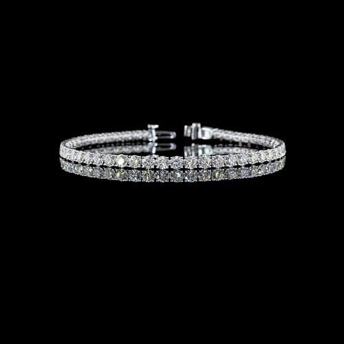 LAB-GROWN 7.48 CARAT ROUND E-F-VS2 DIAMOND 14K WHITE GOLD TENNIS BRACELET: LAB-GROWN 7.48 CARAT ROUND E-F-VS2 DIAMOND 14K WHITE GOLD TENNIS BRACELET Title: High-quality Brand-New Echo Friendly Elegant Lab-Grown 7.48 Carat Round E-F-VS2 Diamond 14K White Gold Tennis Bracelet 