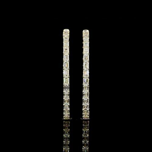 LAB-GROWN 6.4 CARAT EMERALD E-F-VS DIAMOND 14K YELLOW GOLD HOOPS EARRINGS: LAB-GROWN 6.4 CARAT EMERALD E-F-VS DIAMOND 14K YELLOW GOLD HOOPS EARRINGS Title: High-quality Brand-New Echo Friendly Elegant Lab-Grown 6.4 Carat Emerald E-F-VS Diamond 14K Yellow Gold Hoops Earrings 