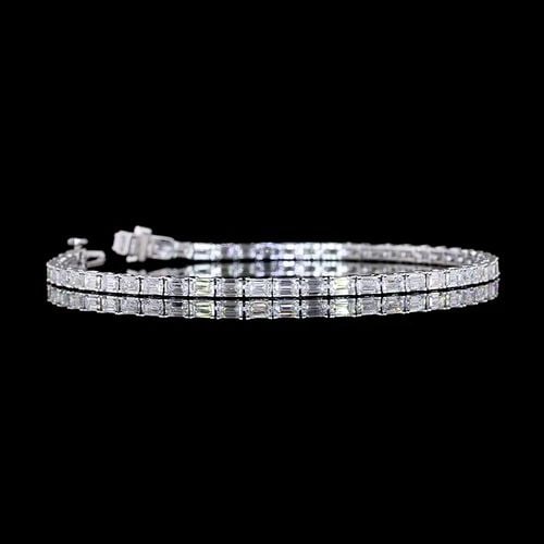 LAB-GROWN 4.95 CARAT EMERALD E-VS DIAMOND 14K WHITE GOLD TENNIS BRACELET: LAB-GROWN 4.95 CARAT EMERALD E-VS DIAMOND 14K WHITE GOLD TENNIS BRACELET Title: High-quality Brand-New Echo Friendly Elegant Lab-Grown 4.95 Carat Emerald E-VS Diamond 14K White Gold Tennis Bracelet Vi